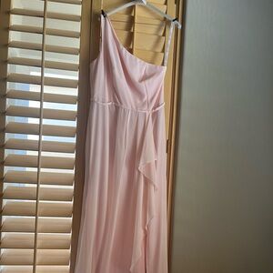 David’s Bridal Petal Pink One-Shoulder Bridesmaid’s Gown